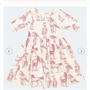 Pink Chicken girls Steph dress in organic cotton horse print size 10